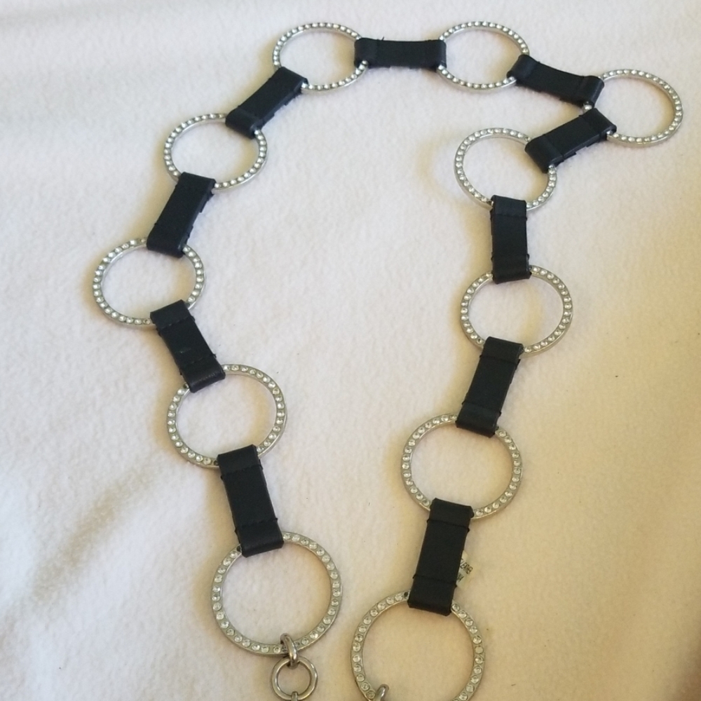 Black leather and rhinestone belt